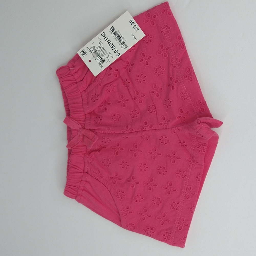 First Impressions Infant Girl Eyelet Cotton Pink Shorts 6-9 Months